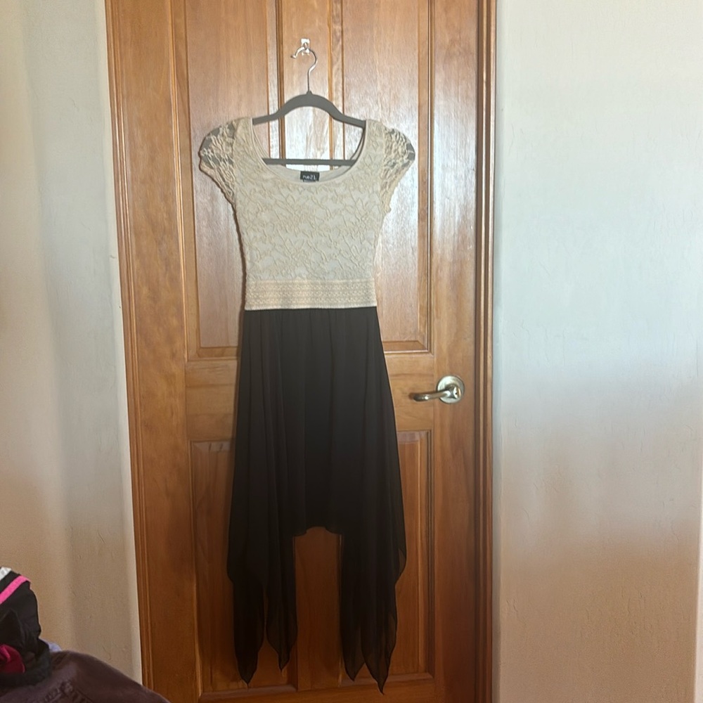 rue 21 high low black and beige lace dress small